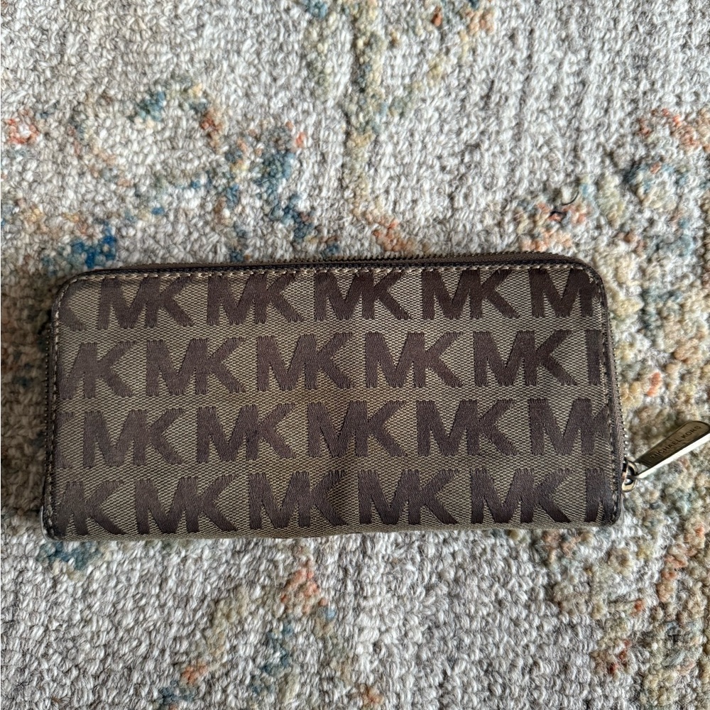 Michael Kors Tan Logo Zip-Around Wallet